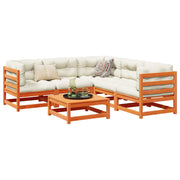 Loungeset 6-delig massief grenenhout wasbruin