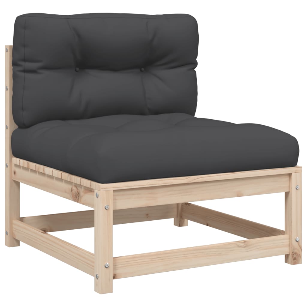 6-delige Loungeset met kussens massief grenenhout