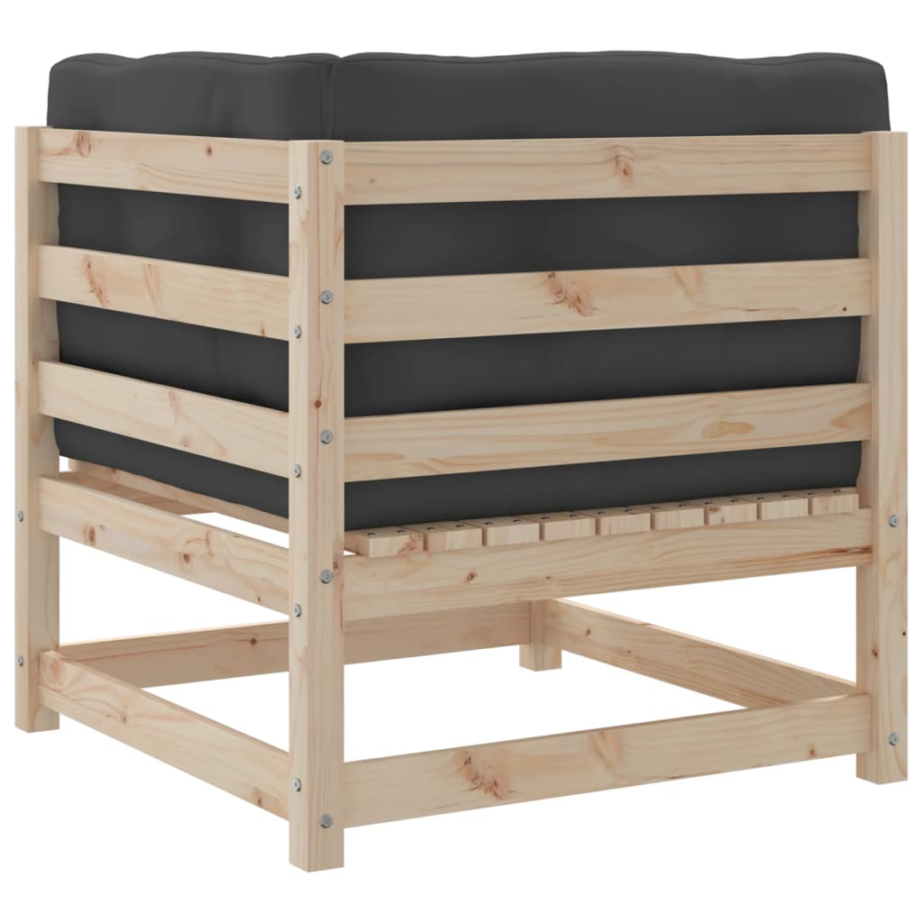 6-delige Loungeset met kussens massief grenenhout