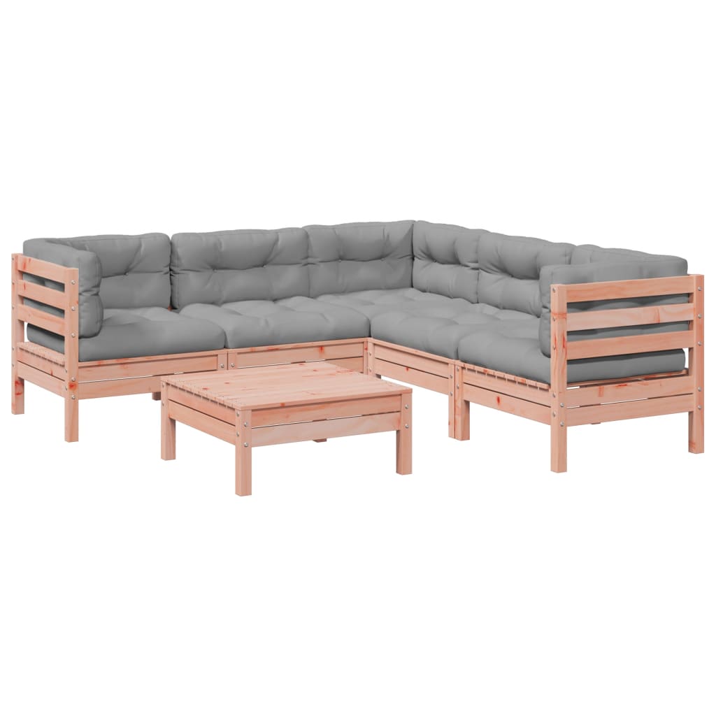 6-delige Loungeset met kussens massief douglas vurenhout