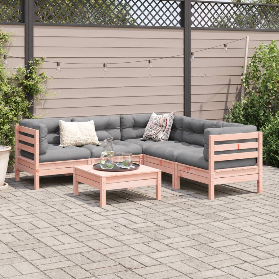 6-delige Loungeset met kussens massief douglas vurenhout