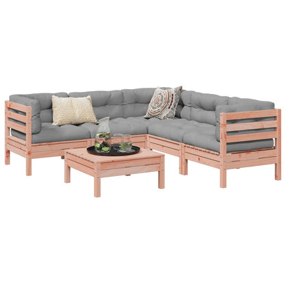 6-delige Loungeset met kussens massief douglas vurenhout