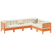 Loungeset 6-delig massief grenenhout wasbruin