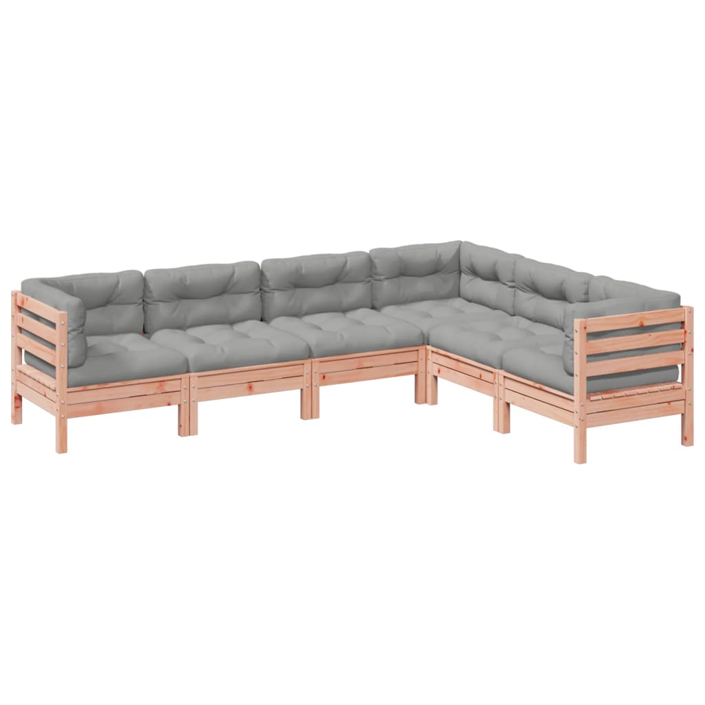 6-delige Loungeset met kussens massief douglas vurenhout