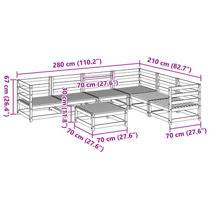 7-delige Loungeset massief grenenhout