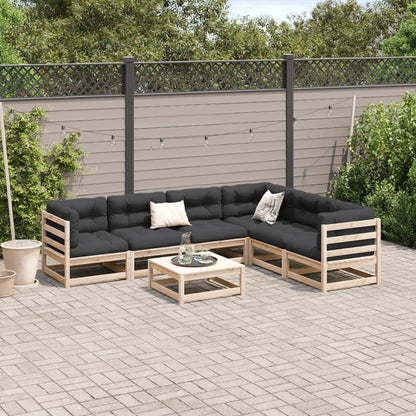 7-delige Loungeset met kussens massief grenenhout
