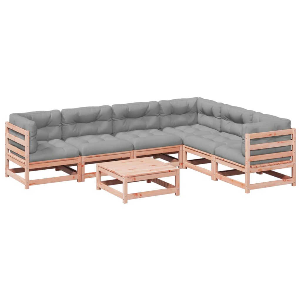 7-delige Loungeset met kussens massief douglas vurenhout