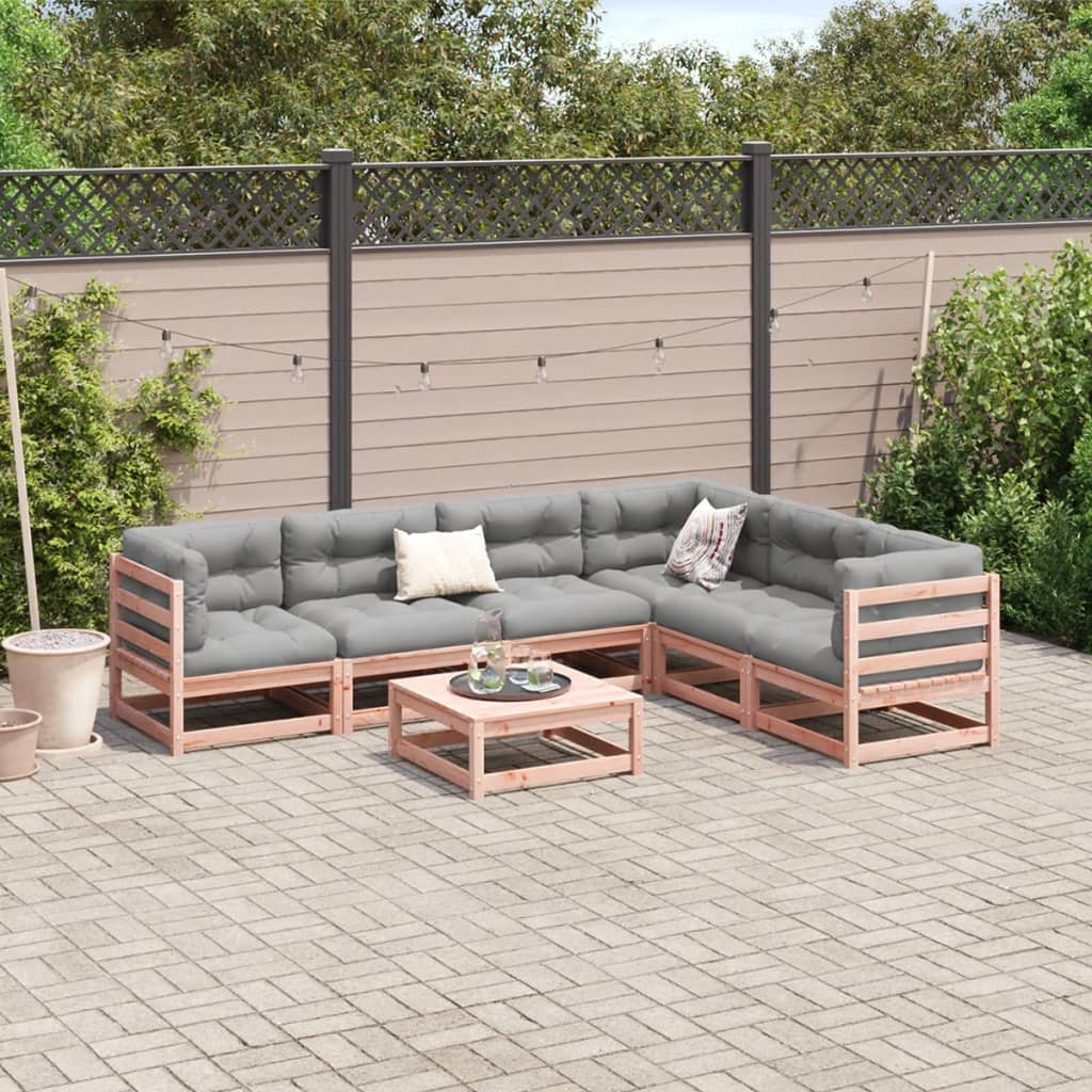 7-delige Loungeset met kussens massief douglas vurenhout