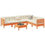 Loungeset 7-delig massief grenenhout wasbruin