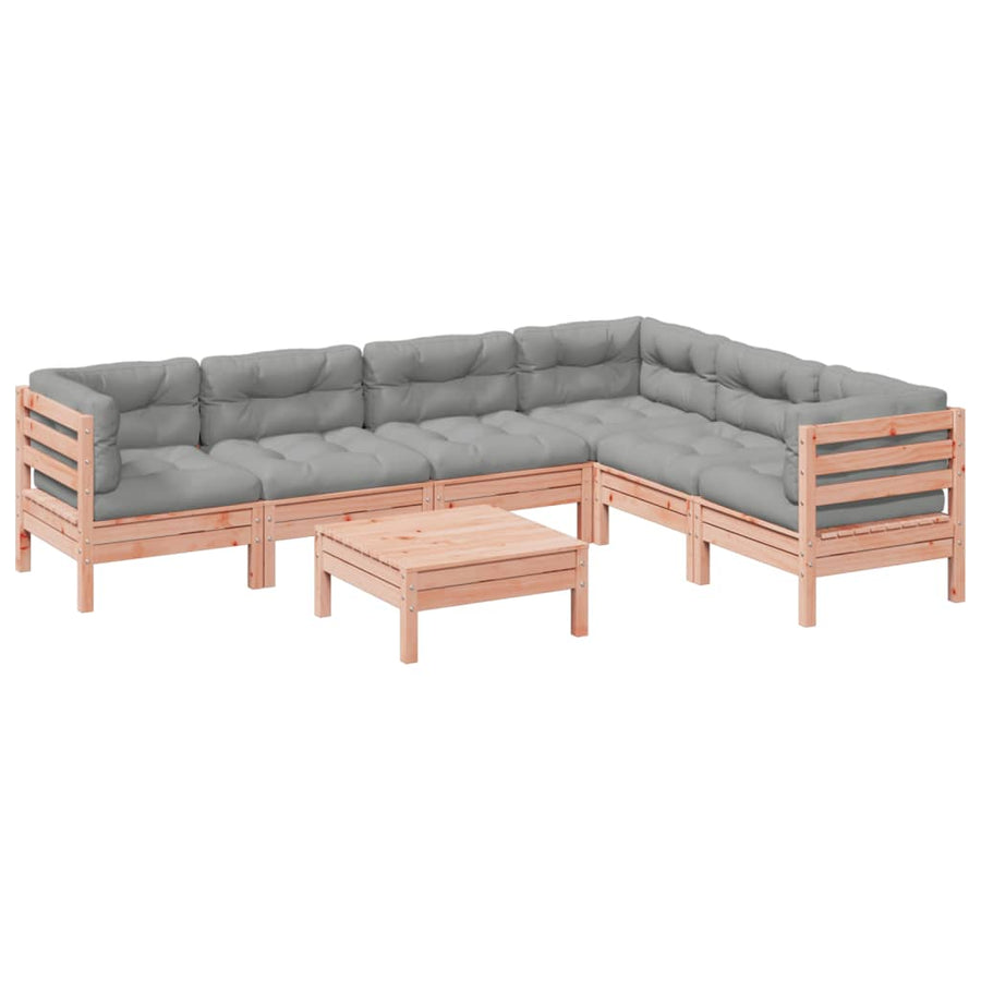 7-delige Loungeset met kussens massief douglas vurenhout