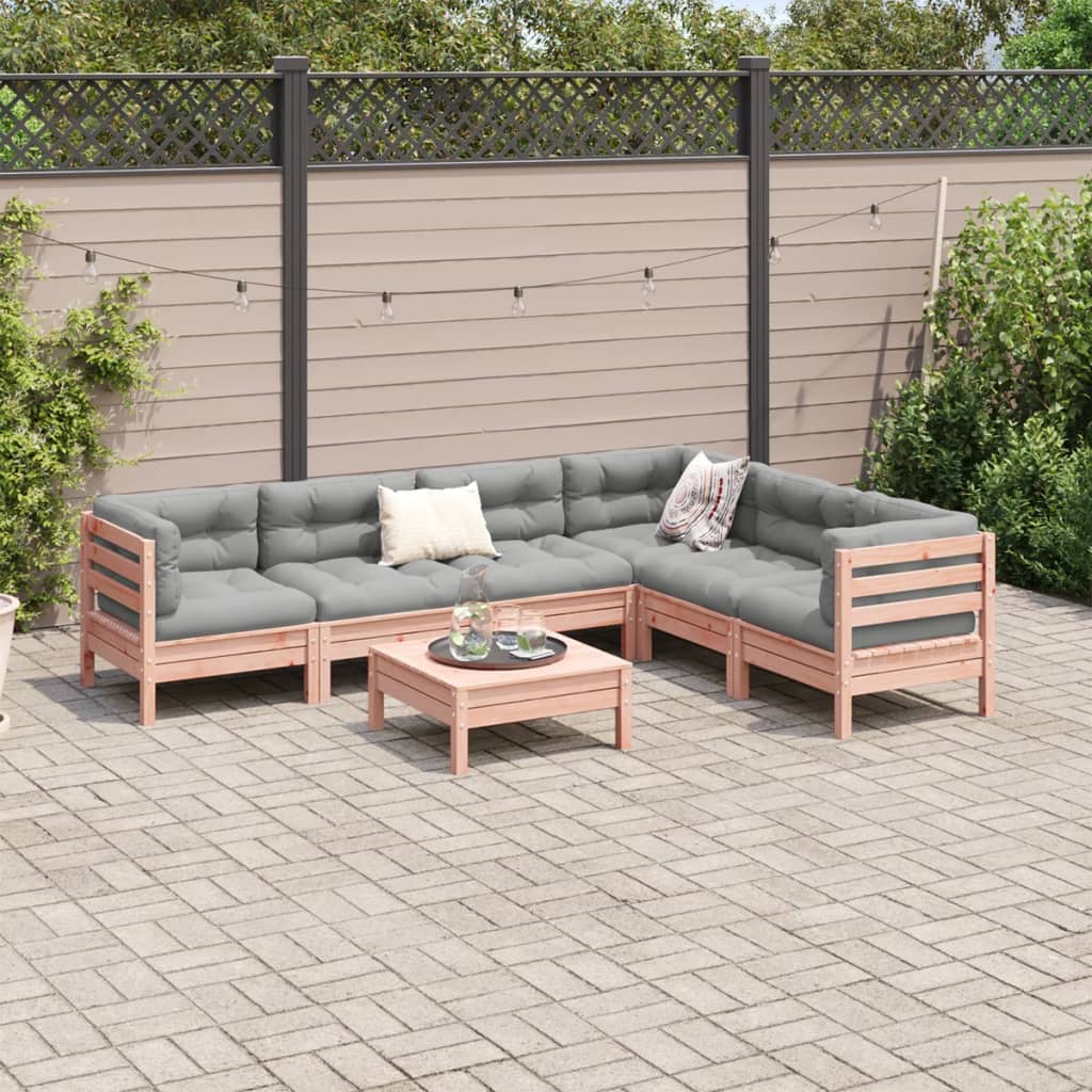 7-delige Loungeset met kussens massief douglas vurenhout