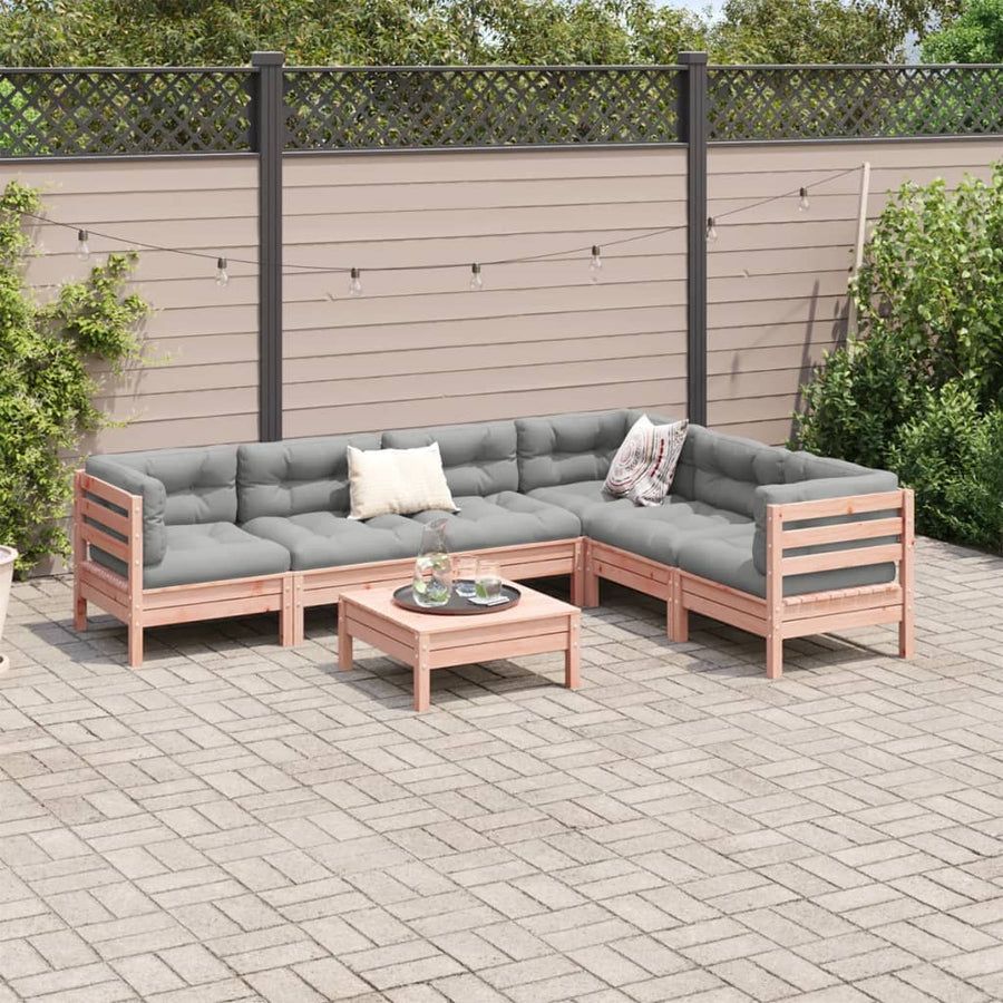 7-delige Loungeset met kussens massief douglas vurenhout