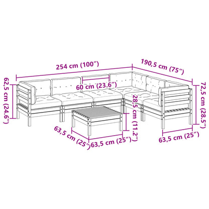 7-delige Loungeset met kussens massief douglas vurenhout
