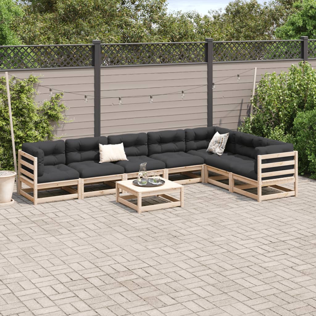 8-delige Loungeset met kussens massief grenenhout