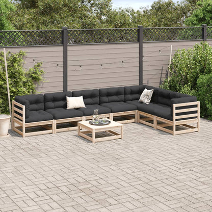 8-delige Loungeset met kussens massief grenenhout