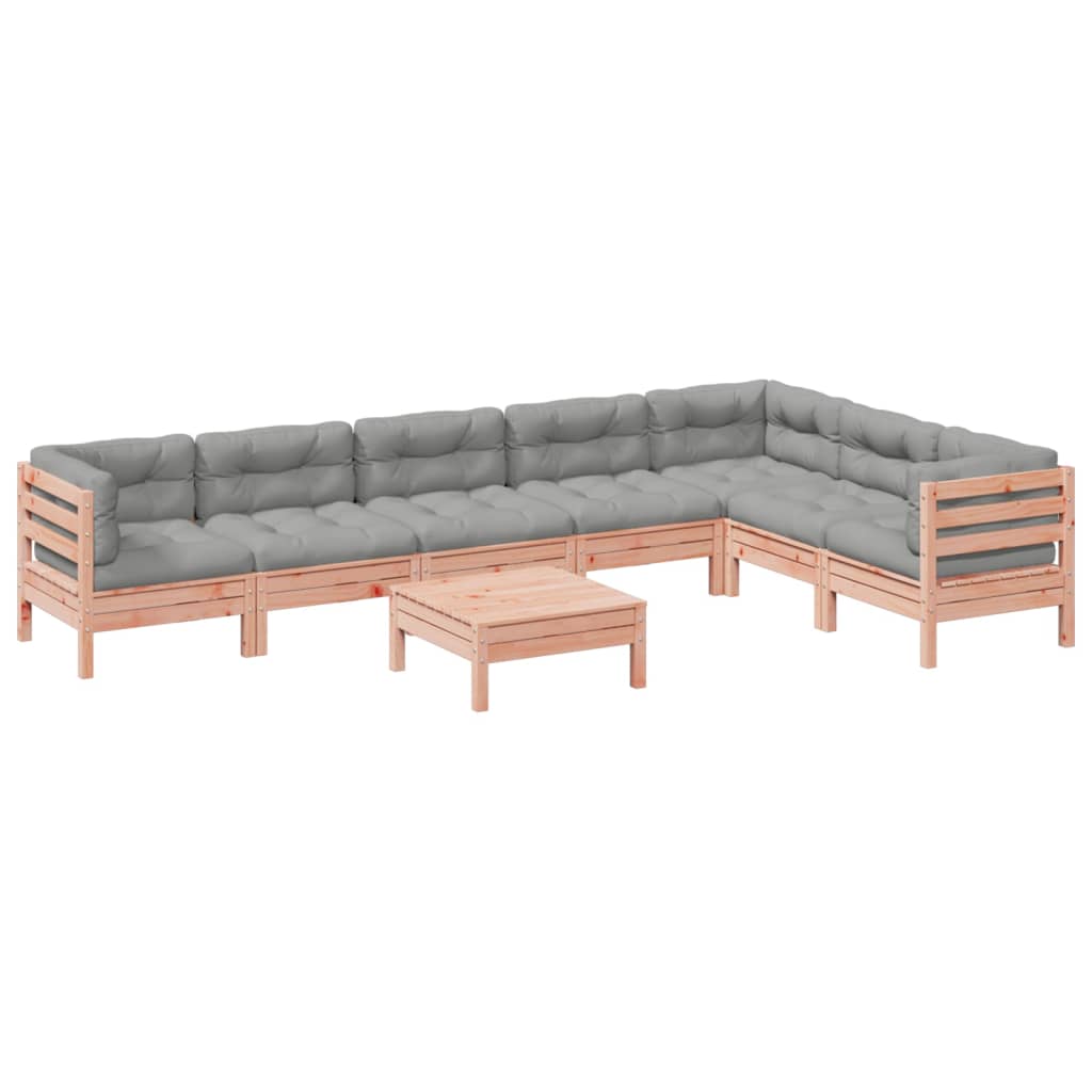 8-delige Loungeset met kussens massief douglas vurenhout