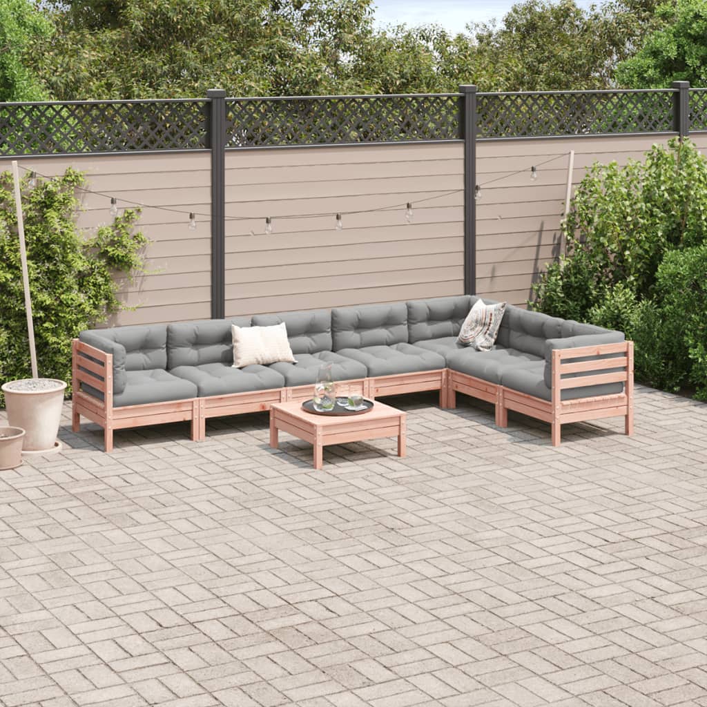 8-delige Loungeset met kussens massief douglas vurenhout