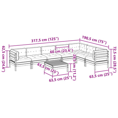 8-delige Loungeset met kussens massief douglas vurenhout
