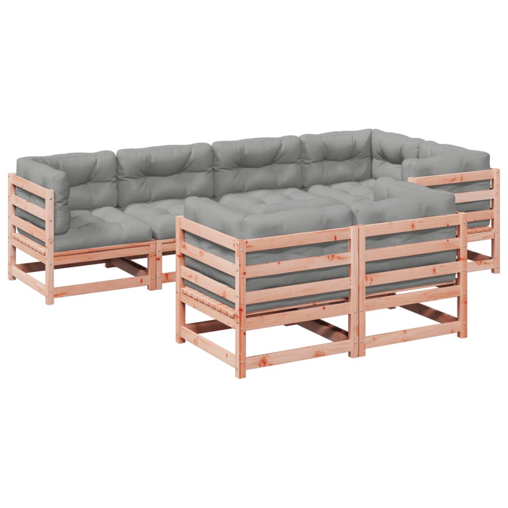 7-delige Loungeset met kussens massief douglas vurenhout