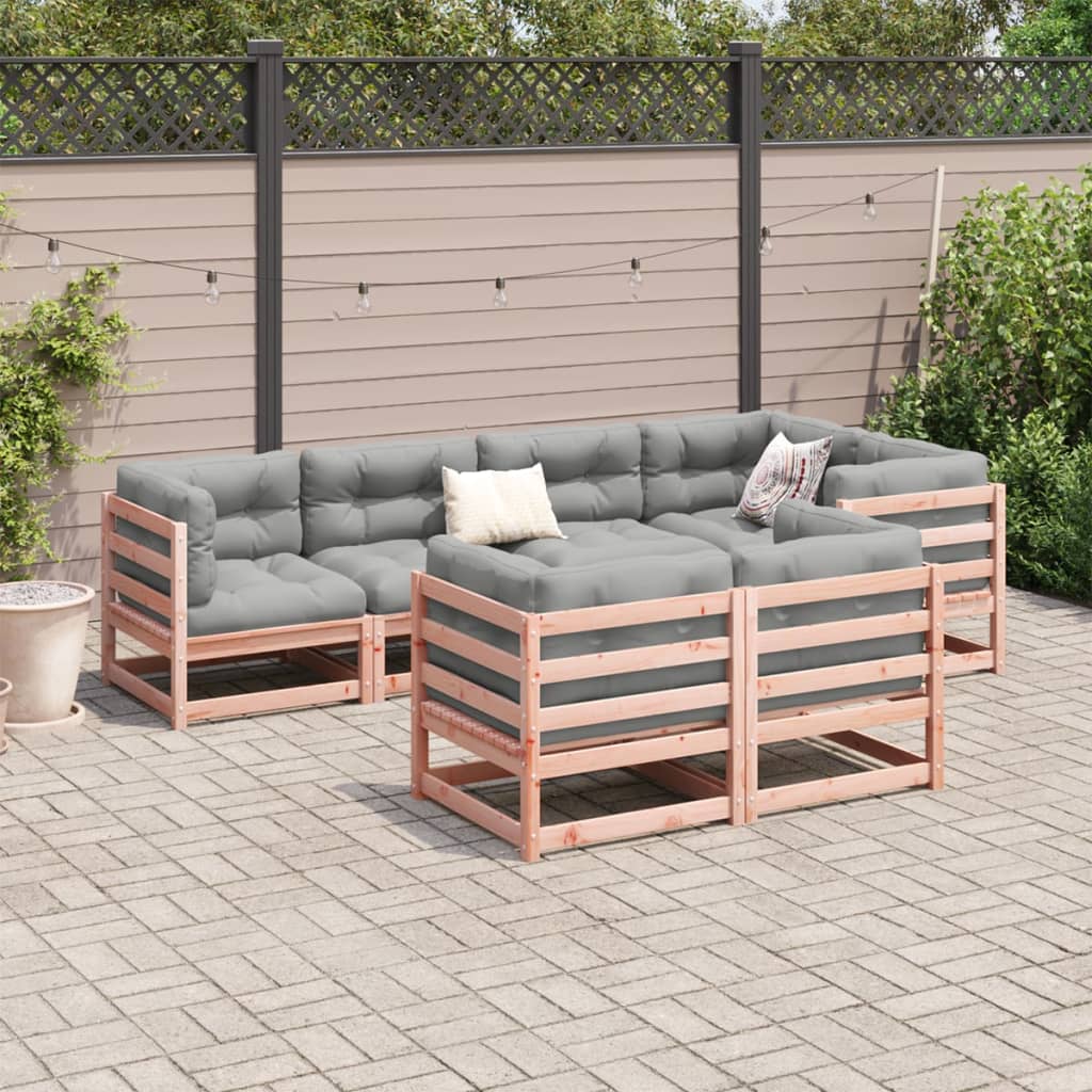 7-delige Loungeset met kussens massief douglas vurenhout