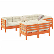 Loungeset 7-delig massief grenenhout wasbruin