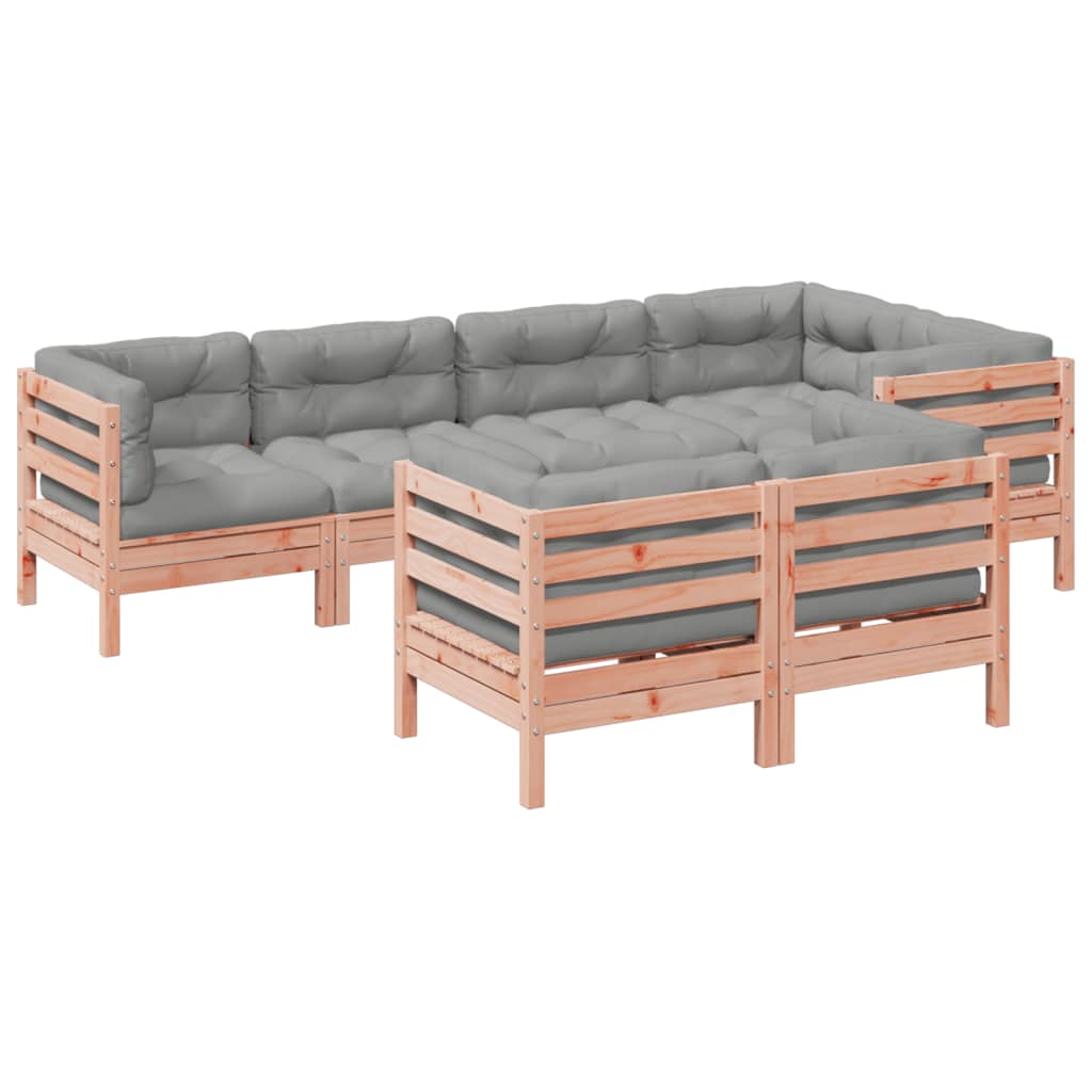 7-delige Loungeset met kussens massief douglas vurenhout