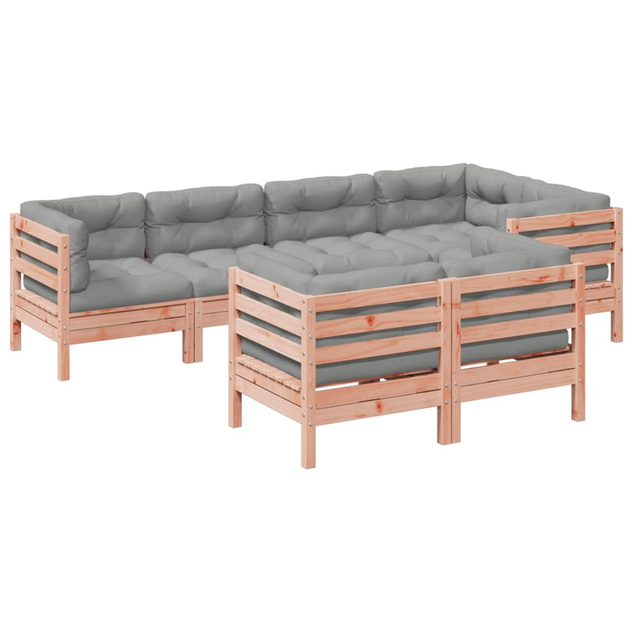 7-delige Loungeset met kussens massief douglas vurenhout