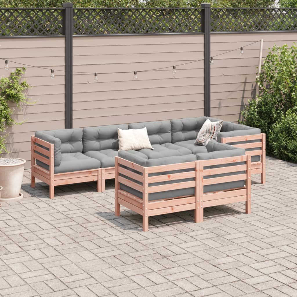 7-delige Loungeset met kussens massief douglas vurenhout
