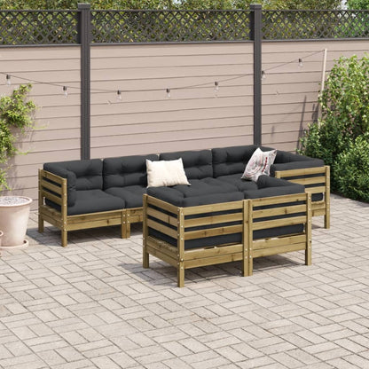 7-delige Loungeset met kussens geïmpregneerd grenenhout