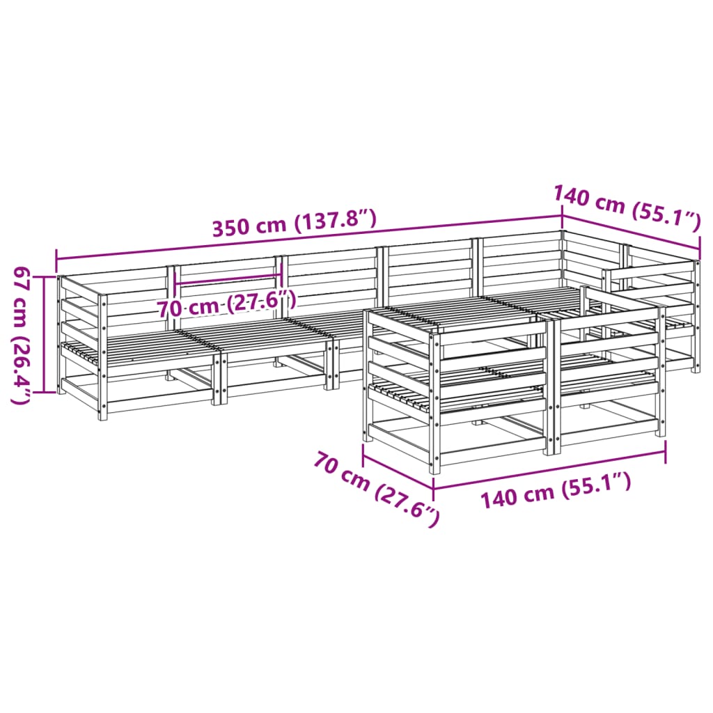 8-delige Loungeset geïmpregneerd grenenhout