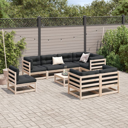 9-delige Loungeset met kussens massief grenenhout