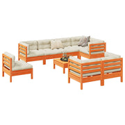 Loungeset 9-delig massief grenenhout wasbruin