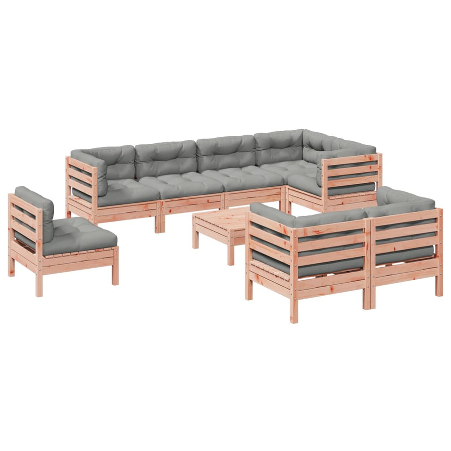 9-delige Loungeset met kussens massief douglas vurenhout