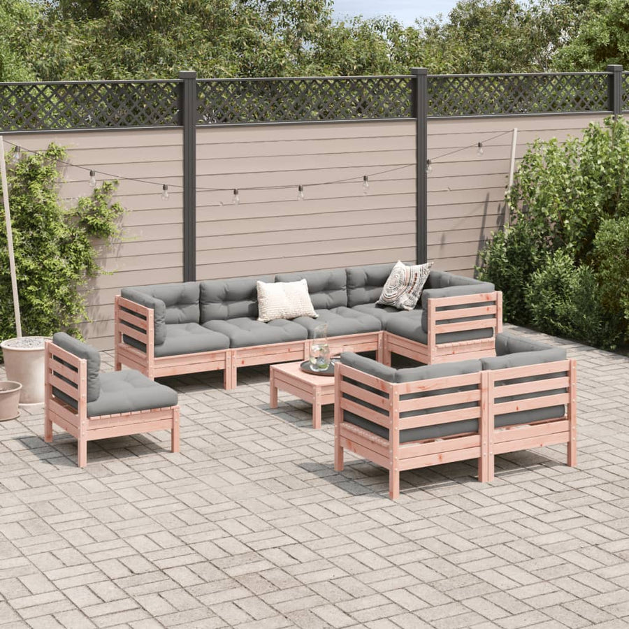 9-delige Loungeset met kussens massief douglas vurenhout