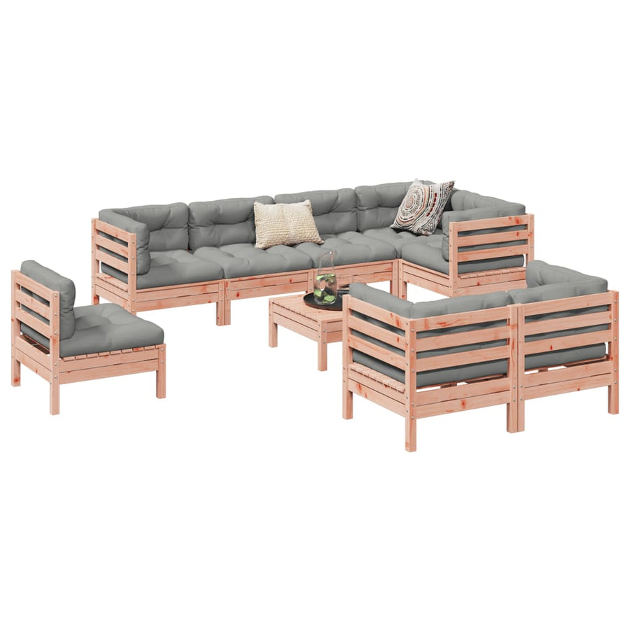9-delige Loungeset met kussens massief douglas vurenhout