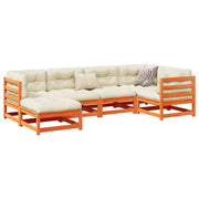 Loungeset 6-delig massief grenenhout wasbruin