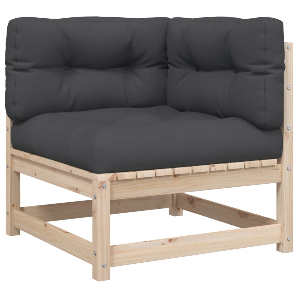 6-delige Loungeset met kussens massief grenenhout