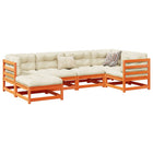 Loungeset 6-delig massief grenenhout wasbruin