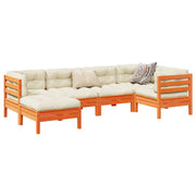 Loungeset 6-delig massief grenenhout wasbruin