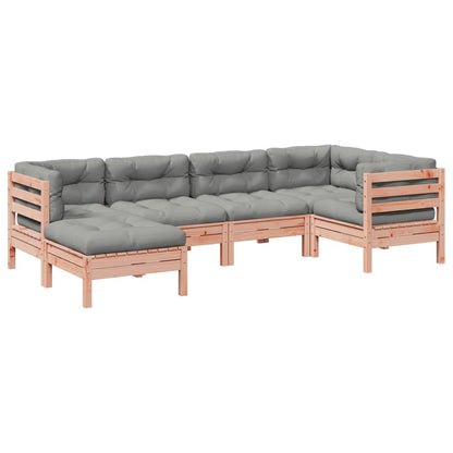 6-delige Loungeset met kussens massief douglas vurenhout