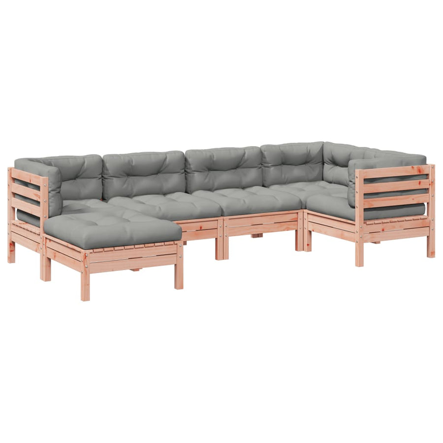 6-delige Loungeset met kussens massief douglas vurenhout
