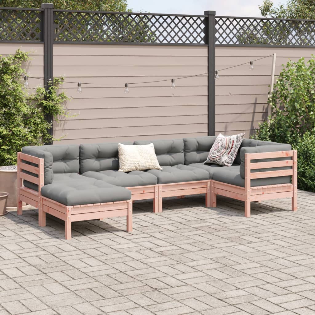 6-delige Loungeset met kussens massief douglas vurenhout