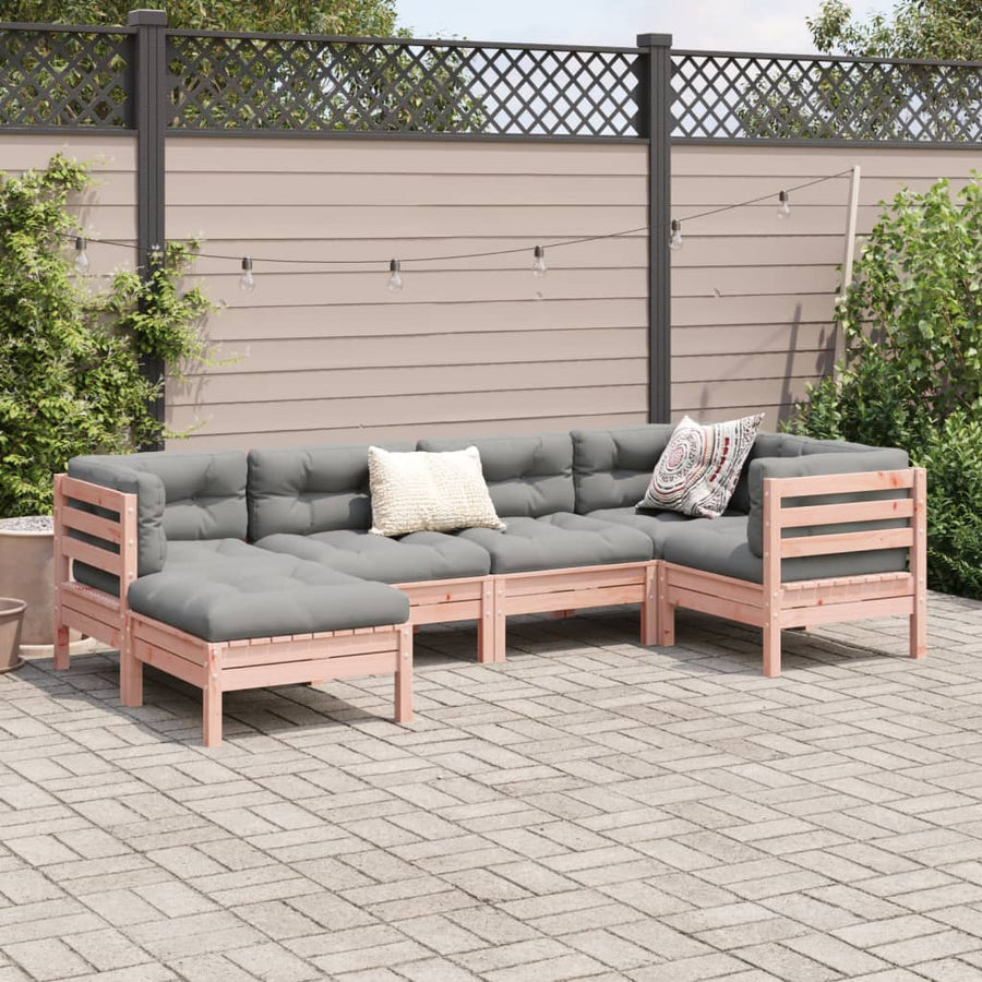 6-delige Loungeset met kussens massief douglas vurenhout