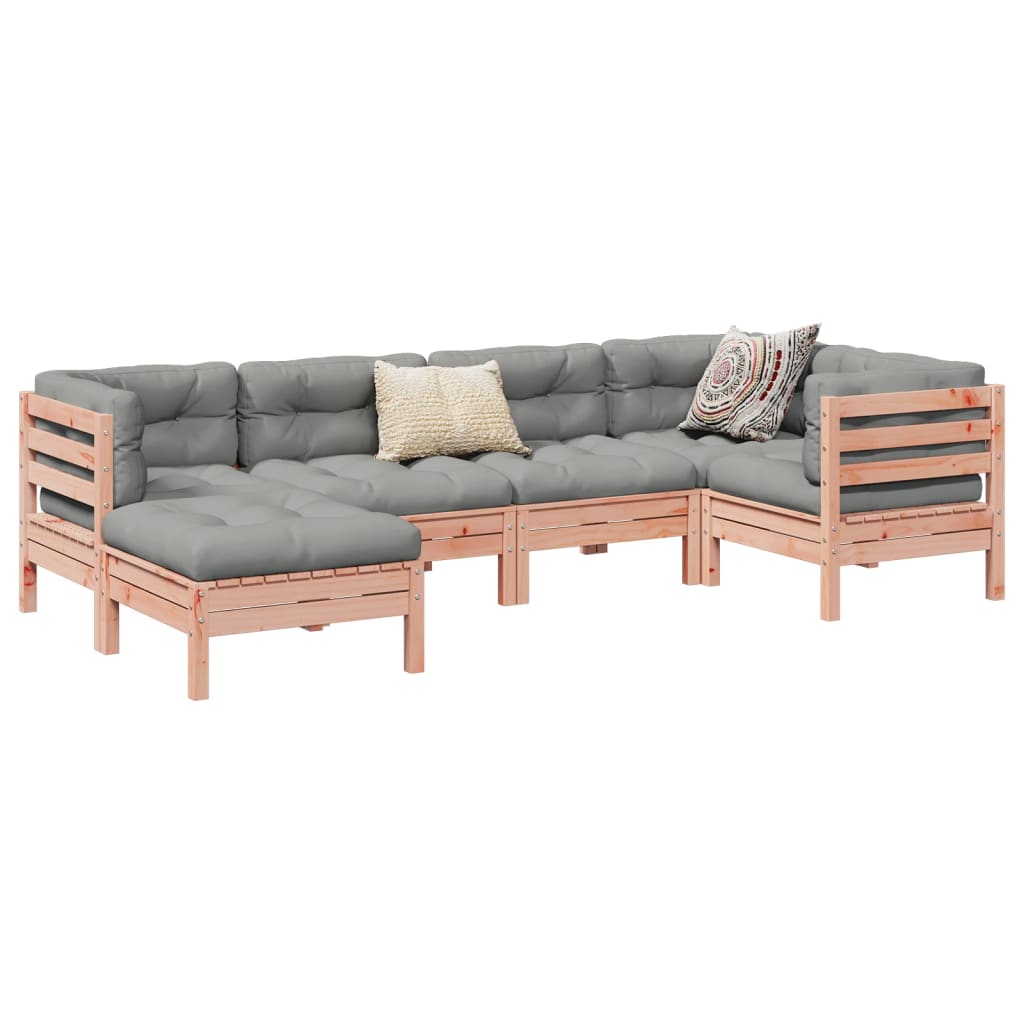 6-delige Loungeset met kussens massief douglas vurenhout