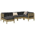 6-piece Lounge Set with Cushions, impregnated pine wood