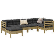 Loungeset 6-delig geïmpregneerd grenenhout