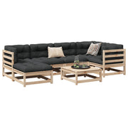 Loungeset 7-delig massief grenenhout antraciet kussens