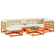 Loungeset 7-delig massief grenenhout wasbruin