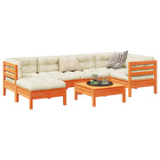 Loungeset 7-delig massief grenenhout wasbruin