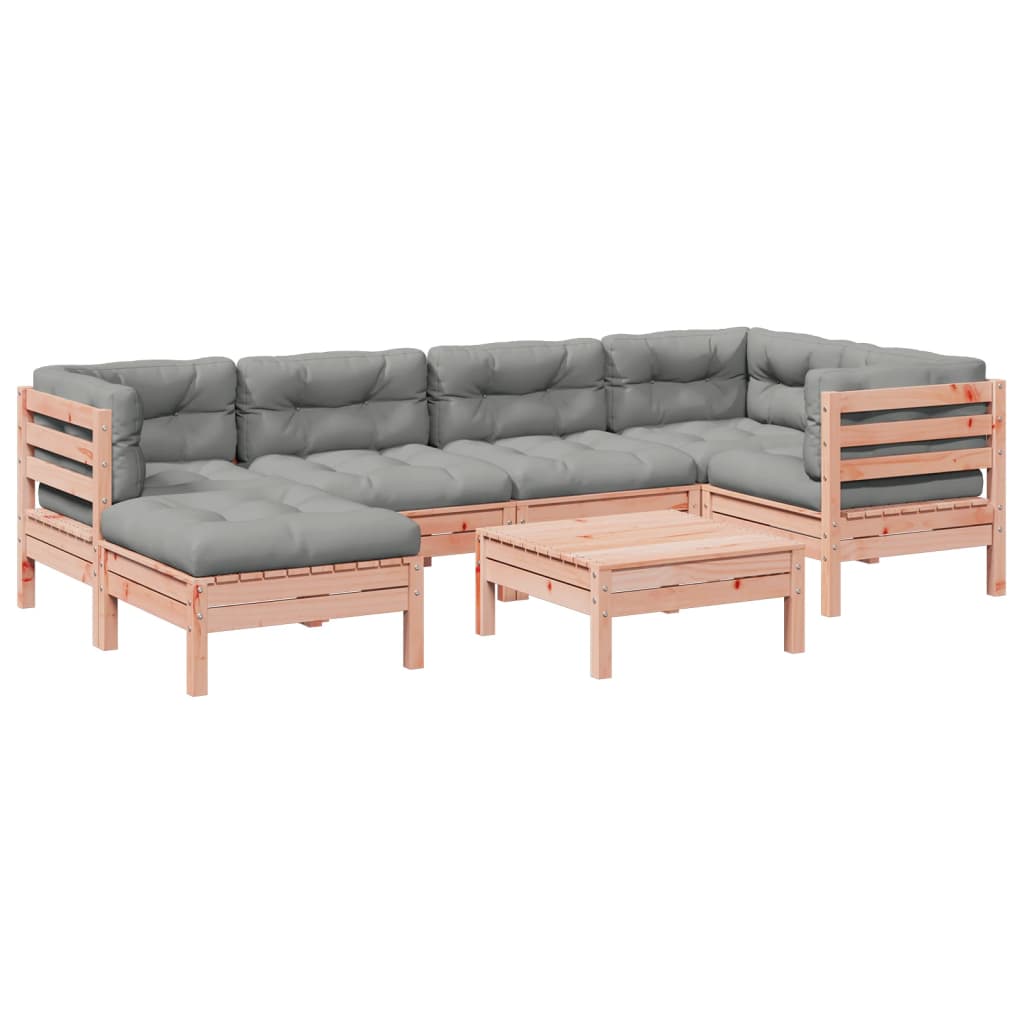 7-delige Loungeset met kussens massief douglas vurenhout